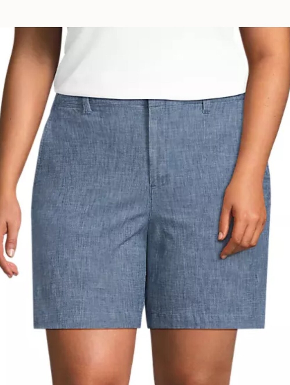 Lands‎ End Chambray Walking Chino Shorts size 12 blue